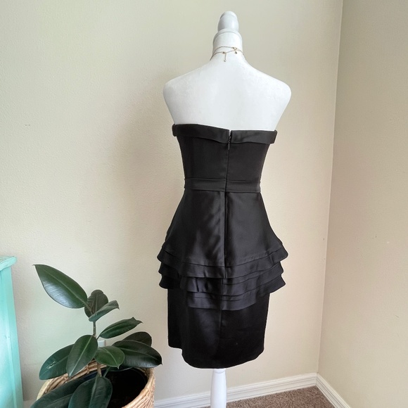 BCBGMaxAzria Aurelia Black Satin Mini Dress 4 - Picture 3 of 14